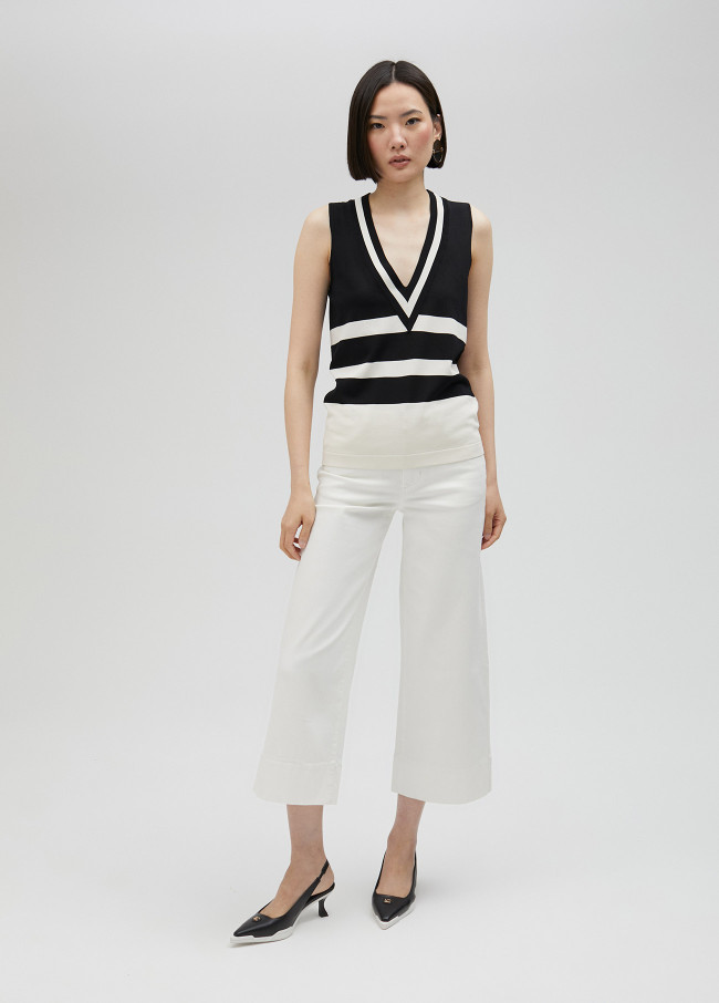 Top in maglia bicolore