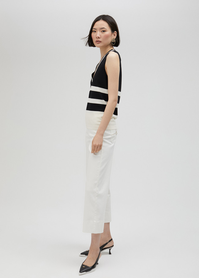 Top in maglia bicolore