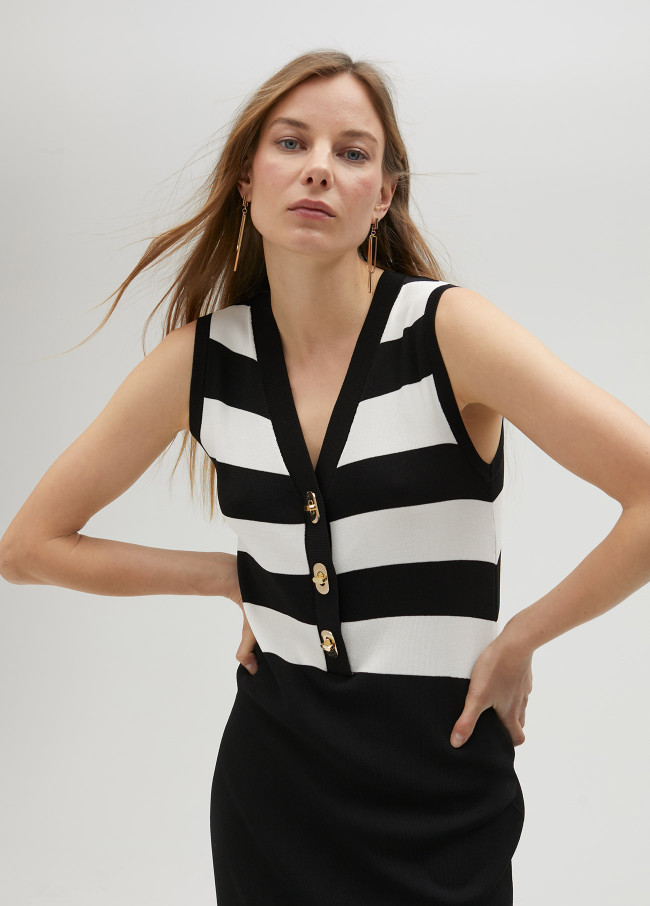 Robe en maille bicolore