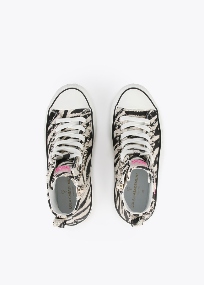 Sneakers alte con stampa zebrata