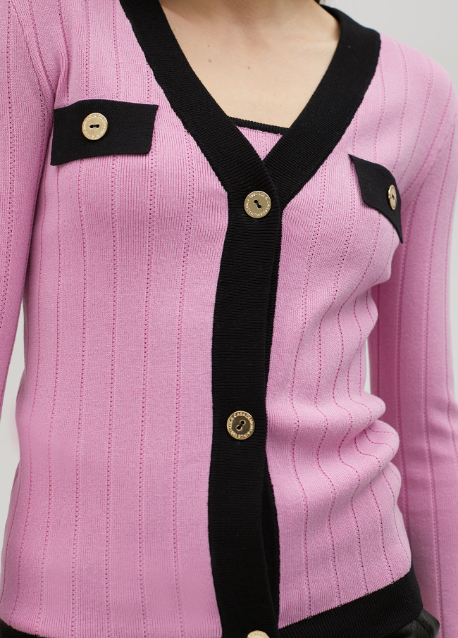 Zweifarbiger Strickcardigan