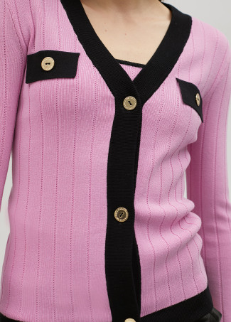 Cardigan in maglia bicolore