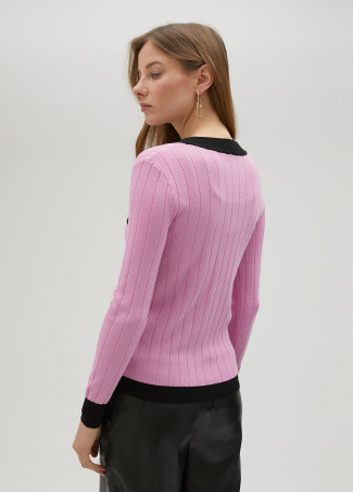 Cardigan de malha bicolor