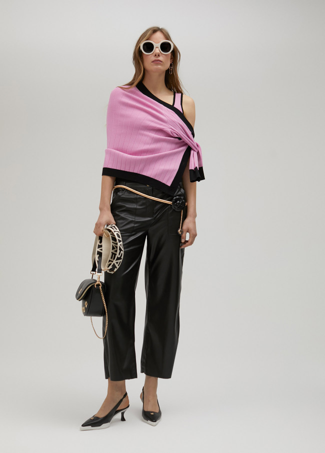 Cardigan de malha bicolor