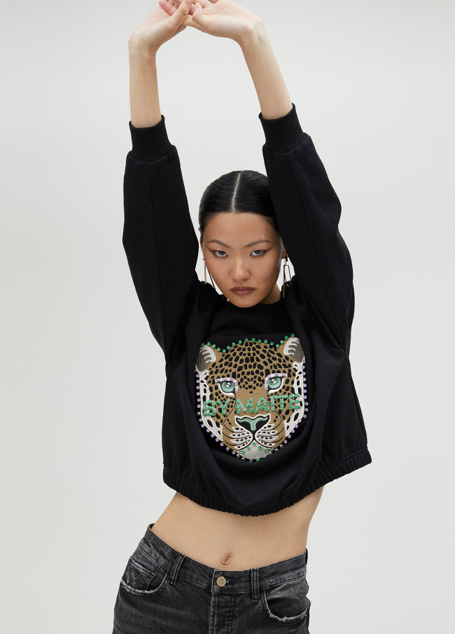 Sudadera animal con pedrería