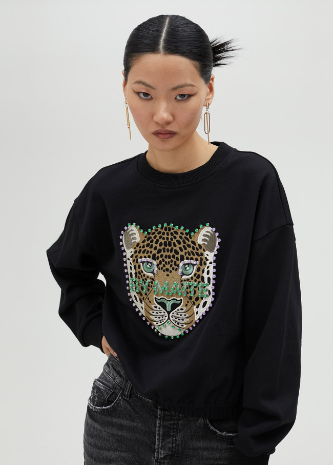 Sweatshirt Animal mit Strass