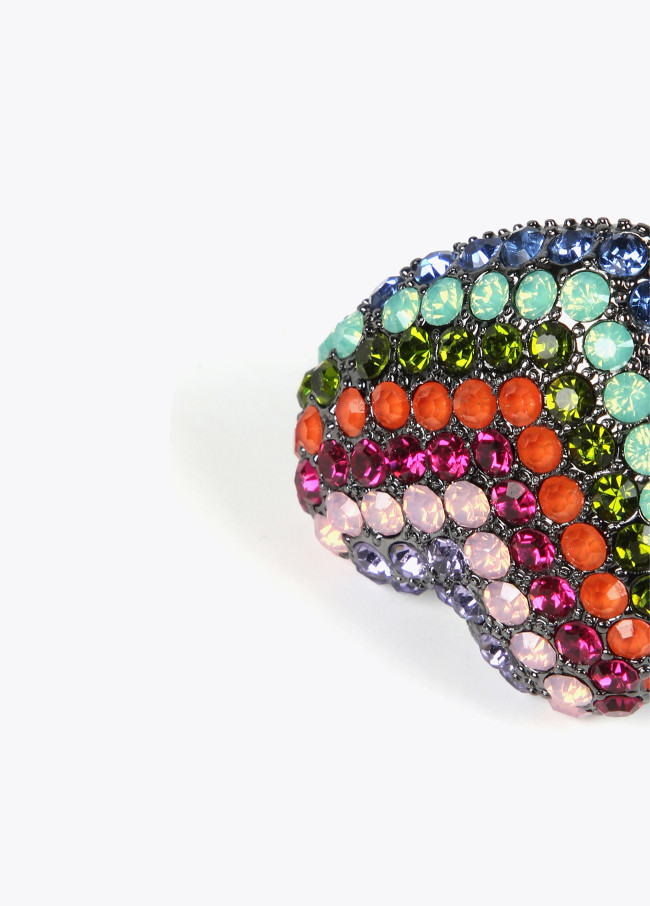 Anello maxi cuore arcobaleno