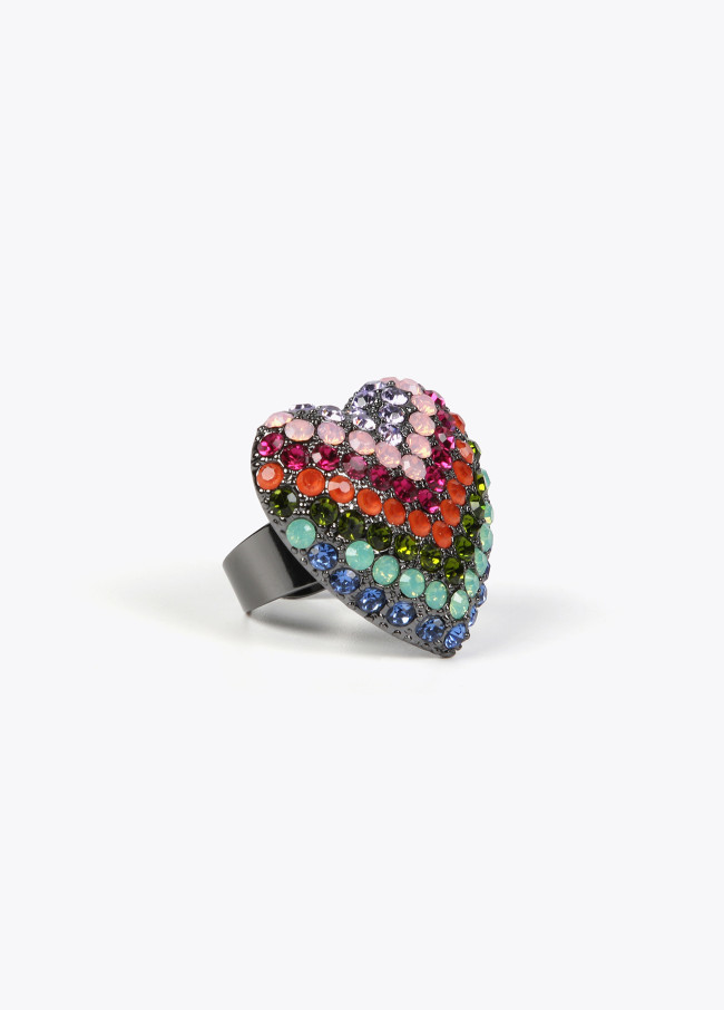 Bague maxi cœur arc-en-ciel