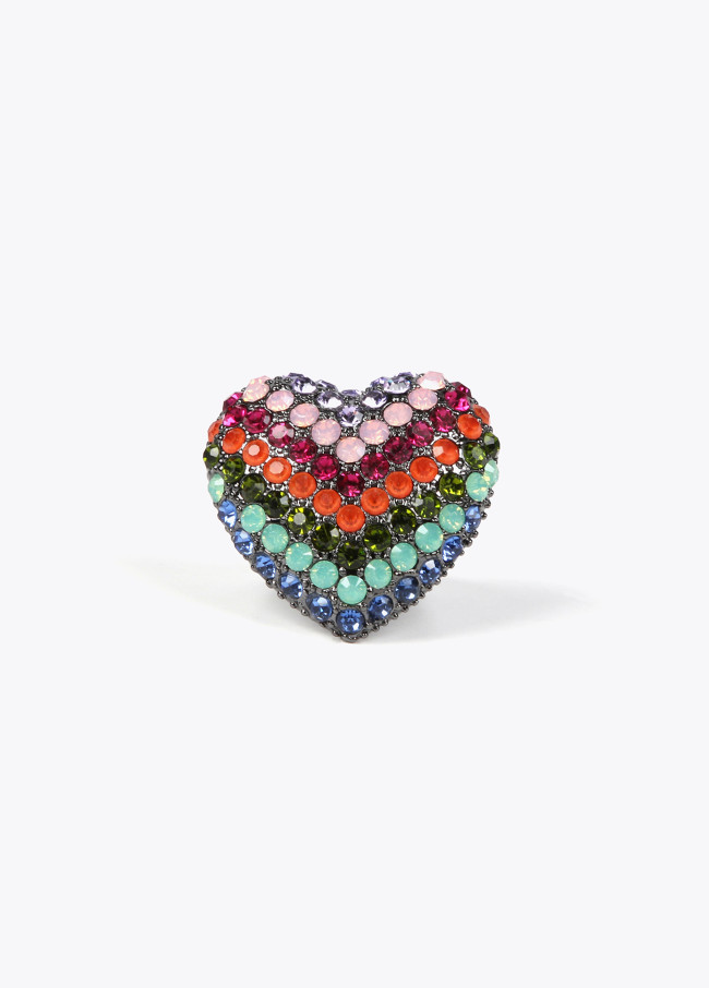 Anello maxi cuore arcobaleno