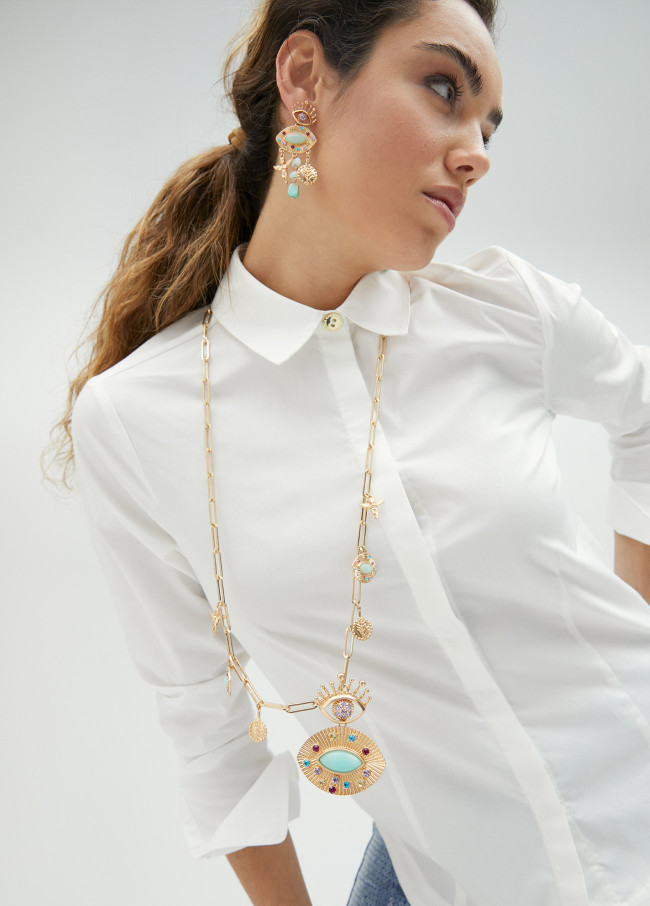 Colar com olho joia e charms