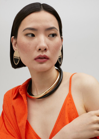 Two-tone double choker necklace