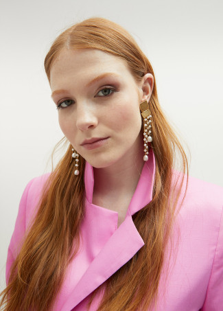 Faux pearl cascading earrings