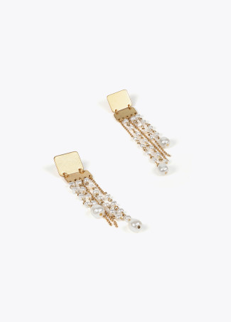Faux pearl cascading earrings