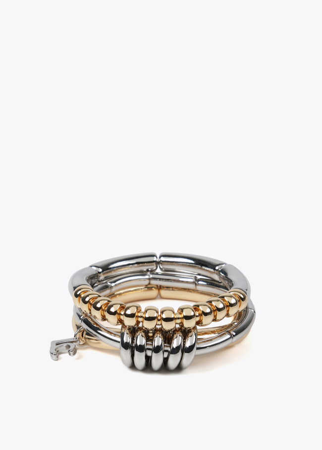 Pack of two-tone metal bracelets