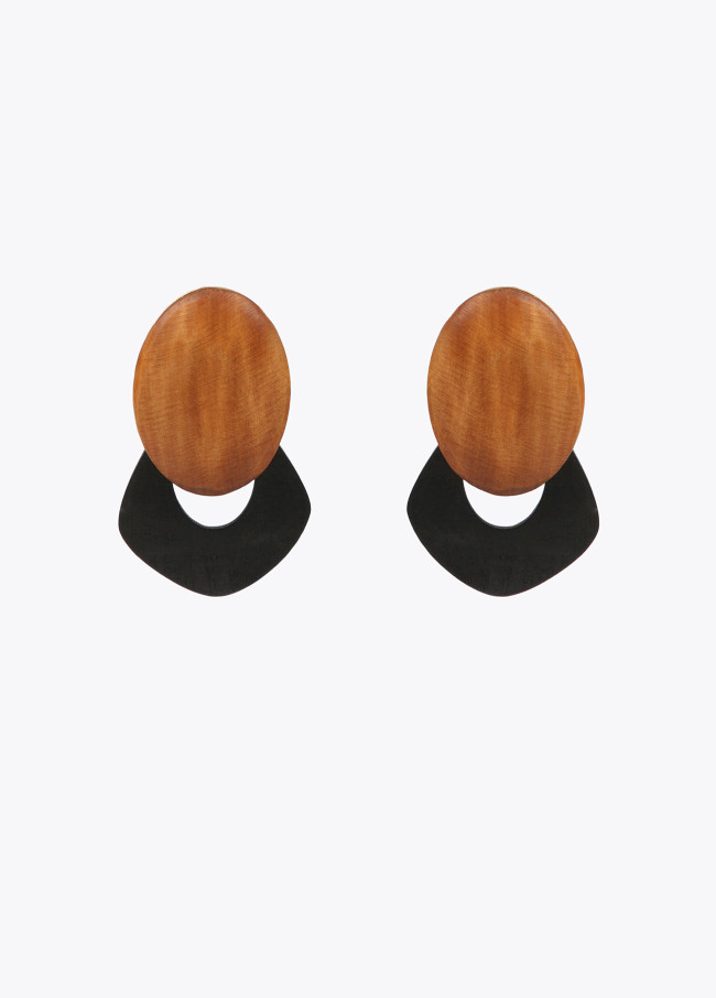 Two-tone wooden earrings