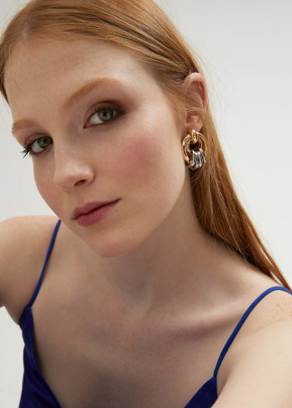 Boucles d’oreilles anneaux multiples bicolores