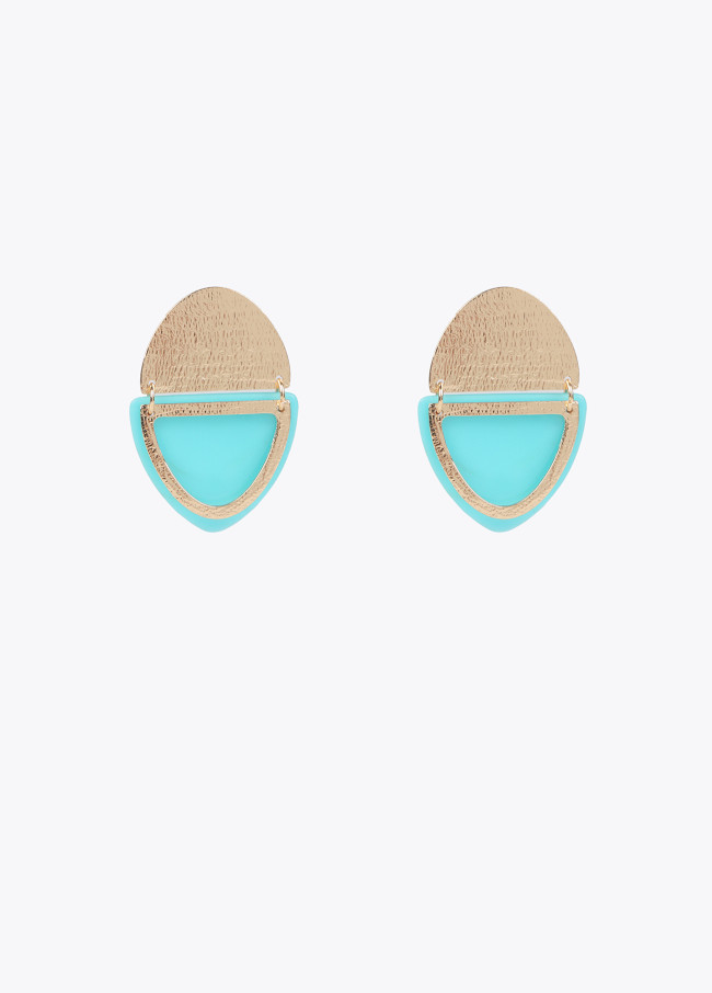 Earrings with double metal piece