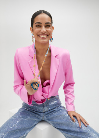 Collana lunga cuore e tigre