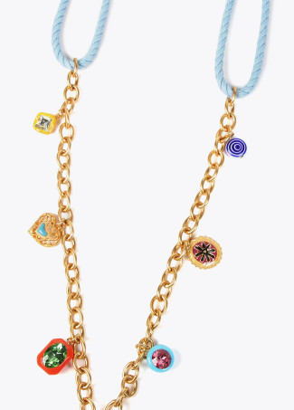 Collier long cœur et tigre