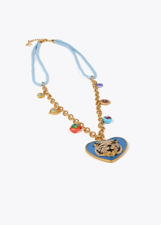 Collana lunga cuore e tigre