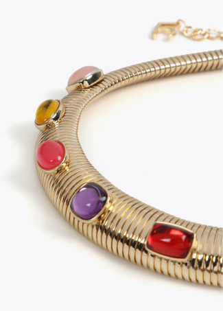 Elastic necklace with rhinestones