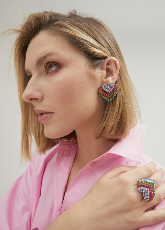 Orecchini maxi cuore arcobaleno