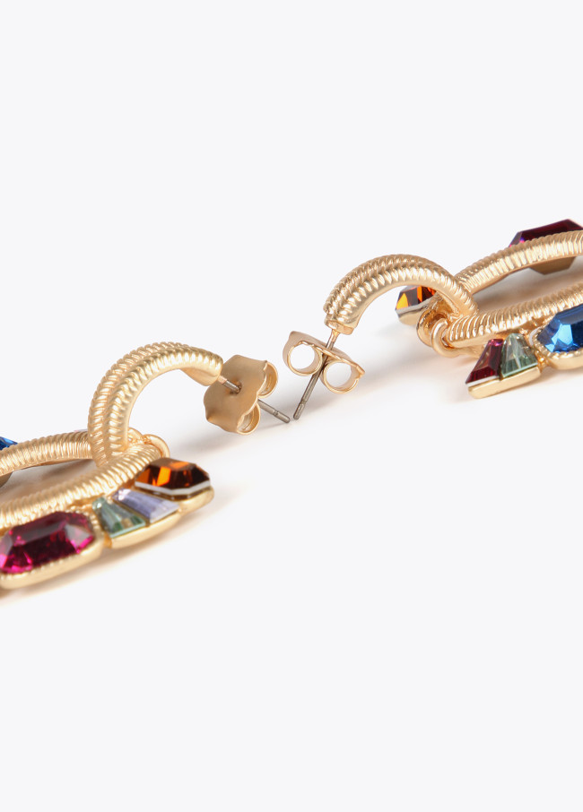 Rhinestone earrings with front ring