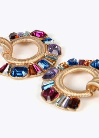 Rhinestone earrings with front ring