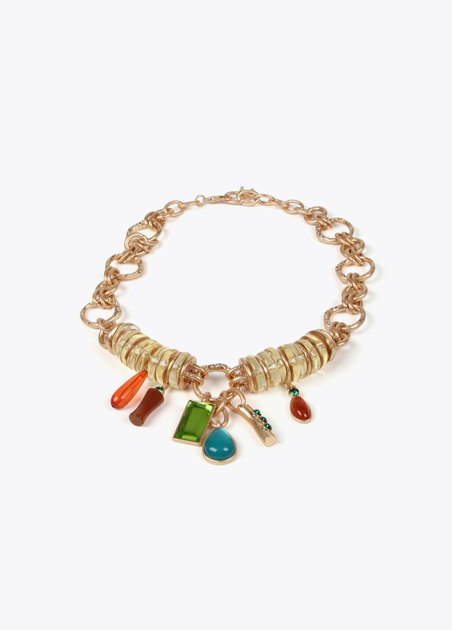Necklace with colourful acrylic pieces
