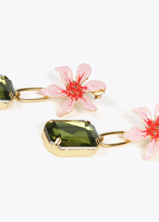 Rhinestone flower earrings