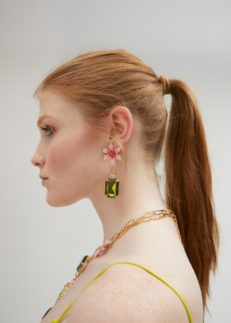 Rhinestone flower earrings