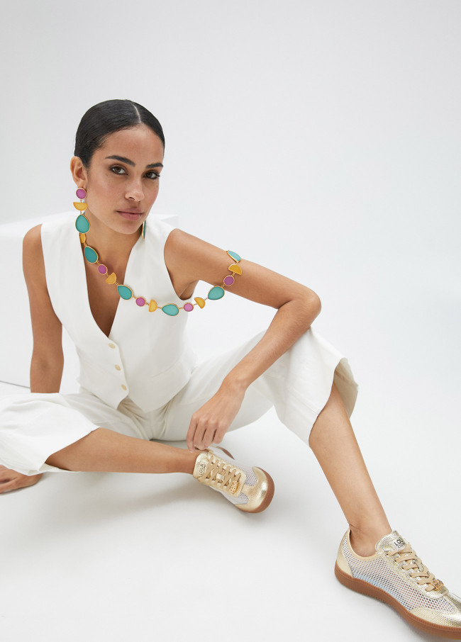 Collier pièces géométriques colorées