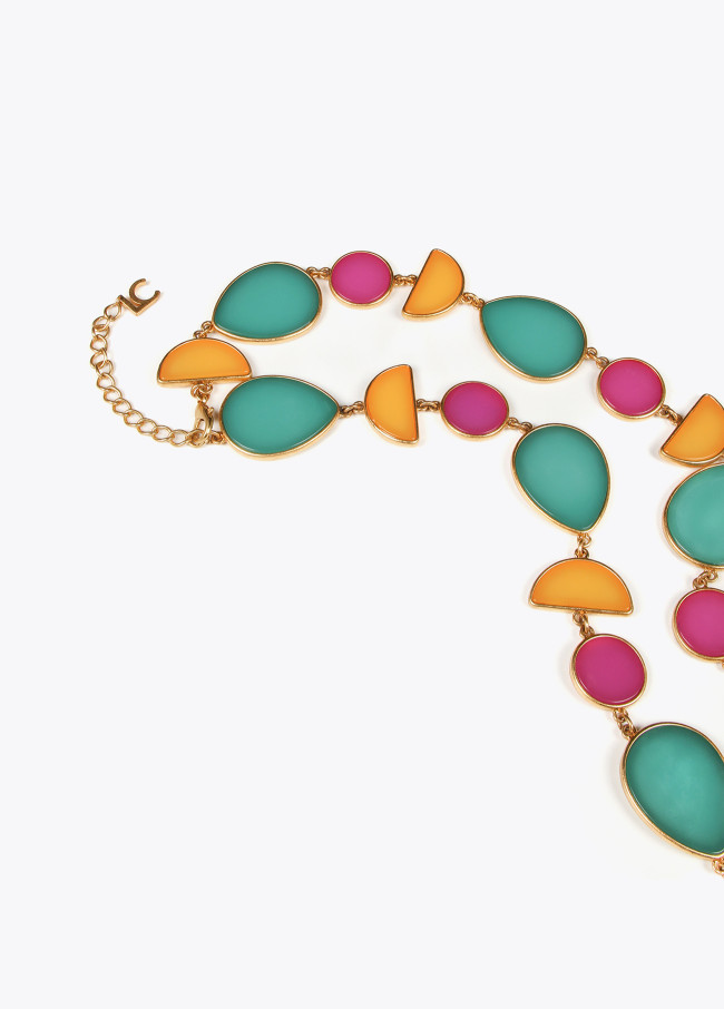 Necklace with colourful geometric pieces