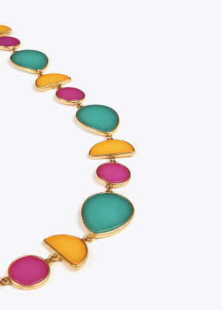 Necklace with colourful geometric pieces