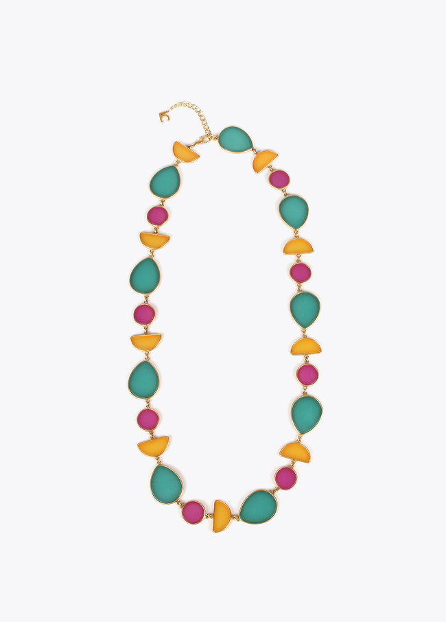 Necklace with colourful geometric pieces