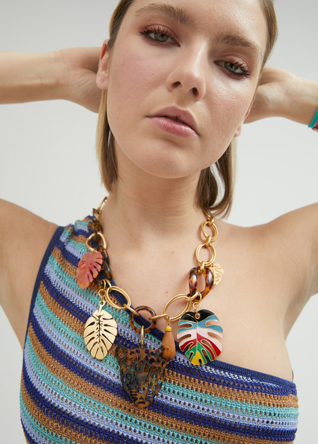 Collar leopardo y charms