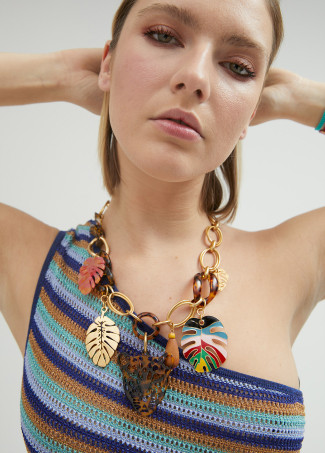 Leopard necklace with charms