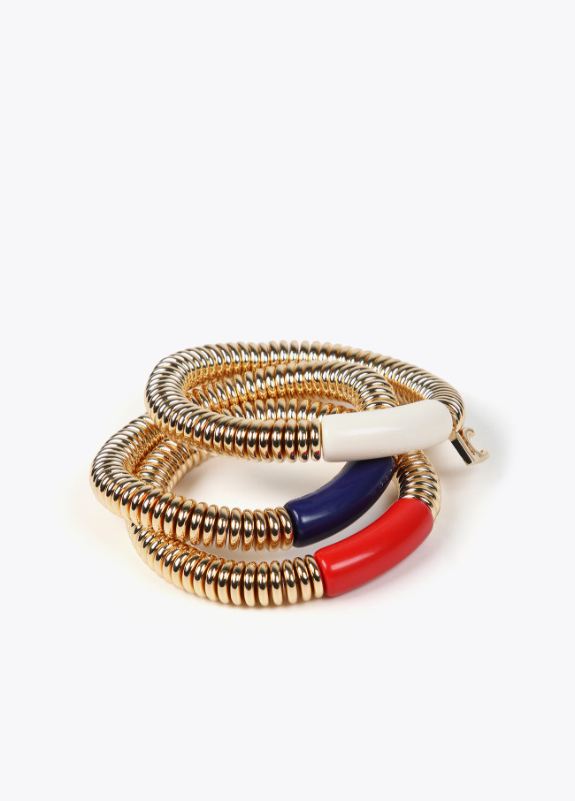 Conjunto de pulseiras com peça de cor acrílica