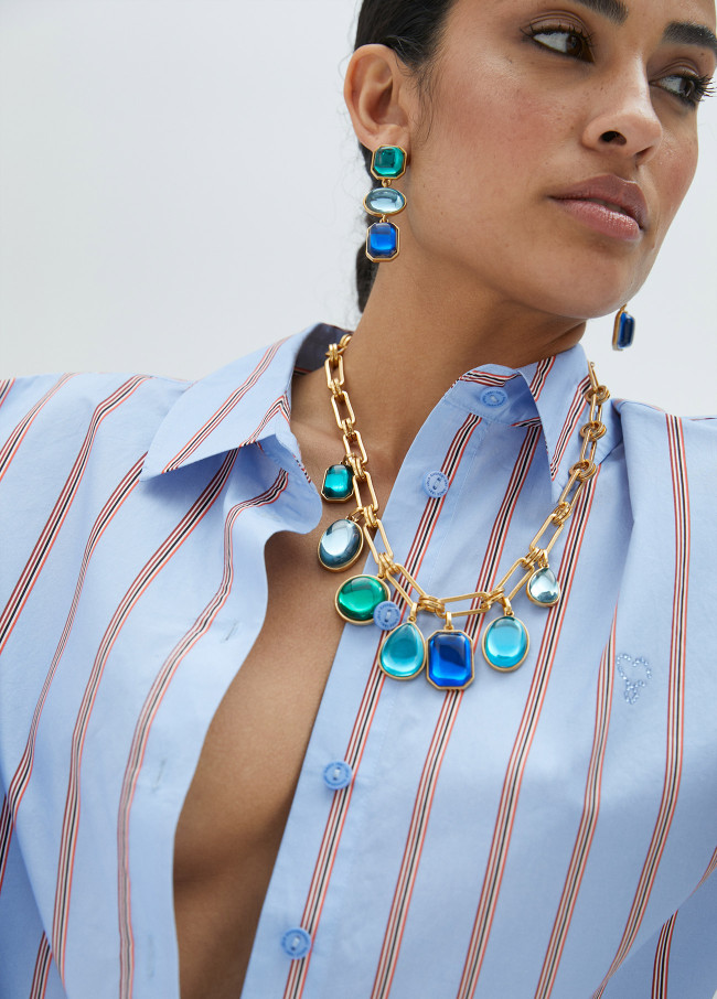 Chain necklace with stone beads