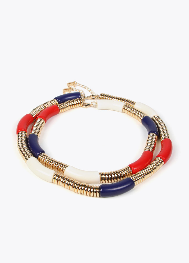Collier double avec pièces en acrylique