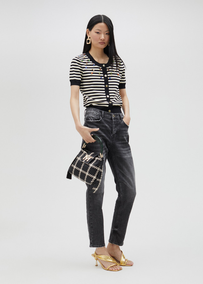 Striped cardigan with rhinestones 2