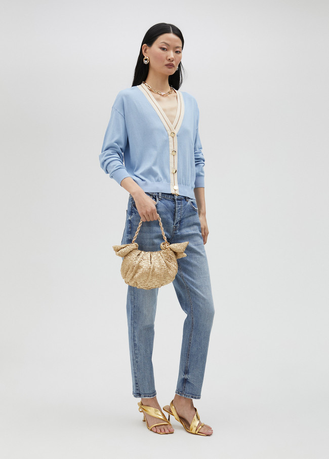 Basic Cardigan mit Kontrast