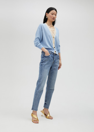 Cardigan básico com contraste