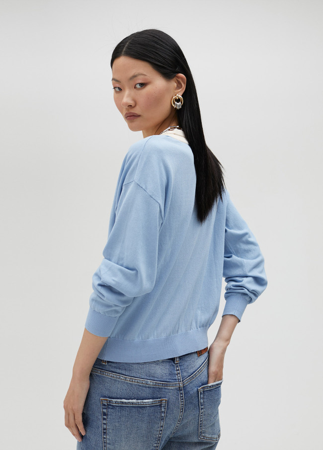 Cardigan basic con contrasto