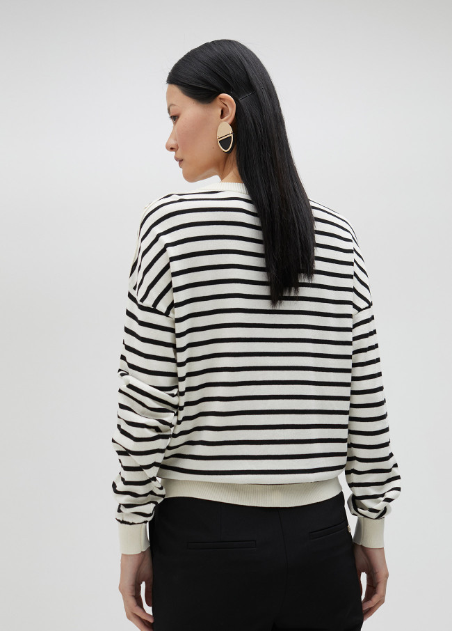 Pullover a righe con dettaglio sulla spalla