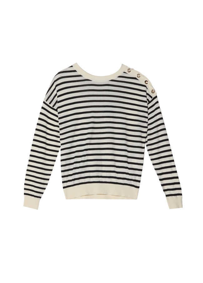 Striped sweater with shoulder detail