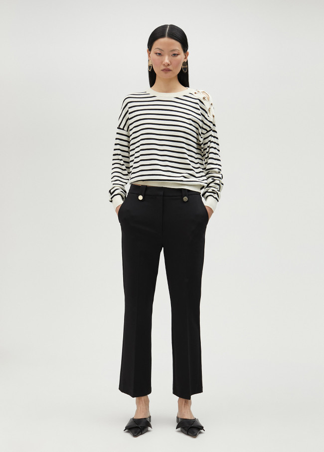 Black slim fit flared trousers