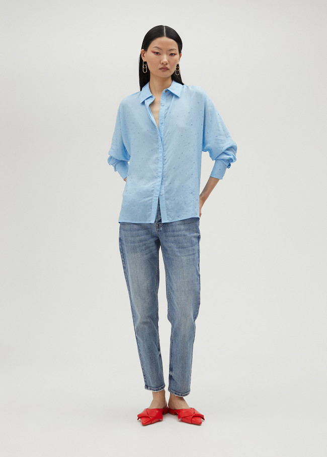 Shirt with rhinestone detail