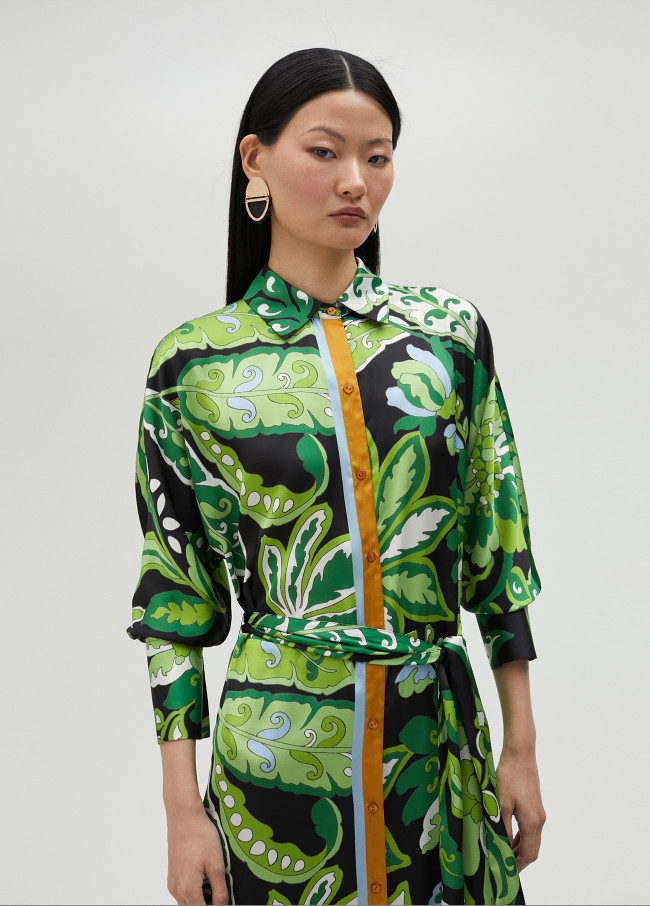 Vestido camiseiro estampado paisley