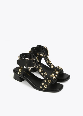 Heeled sandals with metallic embellishments
